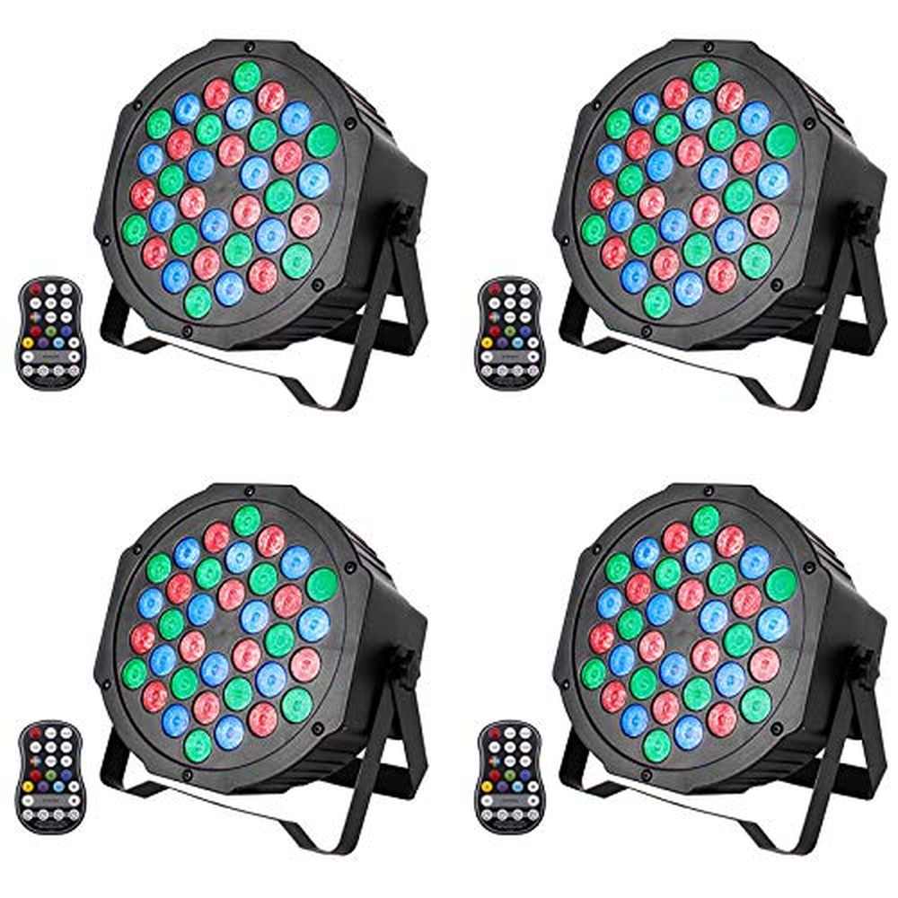 UKing 4PCS LED reflektor na baterie, RGB 36 LED Par dobíjecí jevištní světlo, světla strany 7 režimů světelných efektů s dálkový